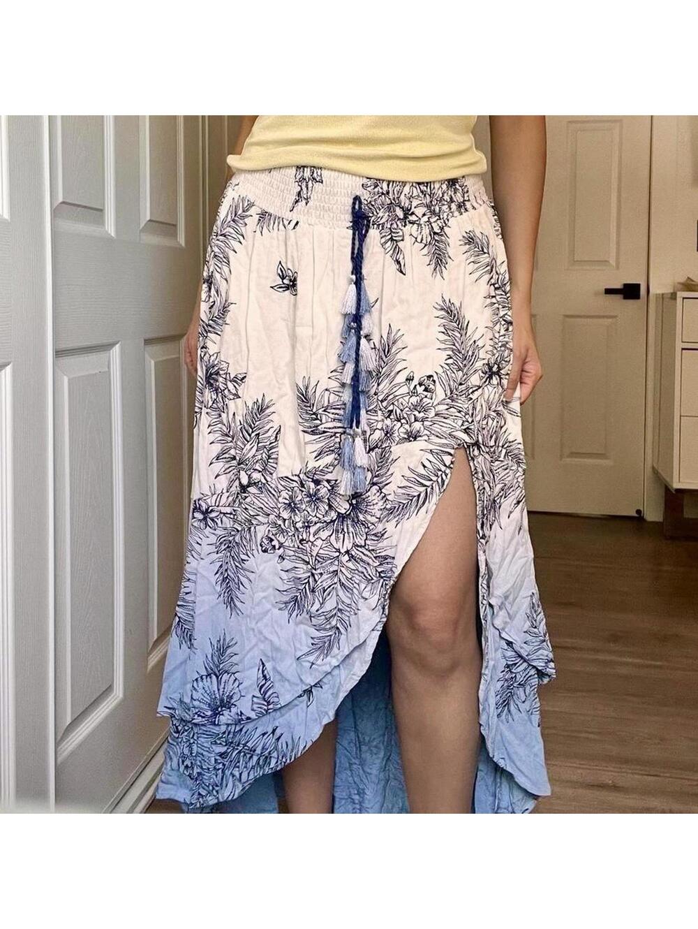 Blue Tropical Maxi Skirt